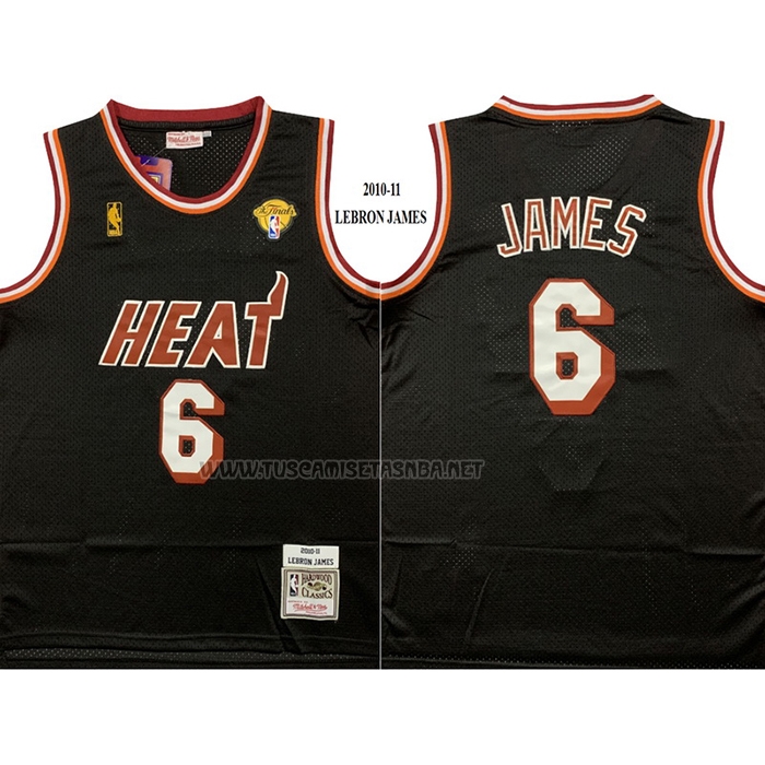 Camiseta LeBron James NO 6 Miami Heat Mitchell & Ness 2010-11 Negro